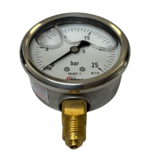Manomètre radial inox 0-25 bar M¼", Ø 63mm