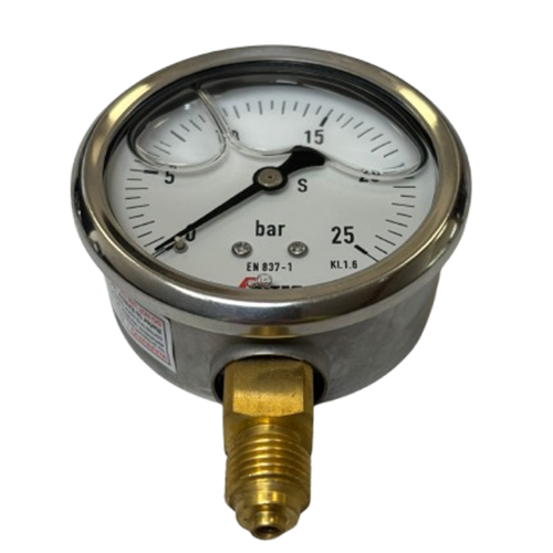 Manomètre radial inox 0-25 bar M¼", Ø 63mm