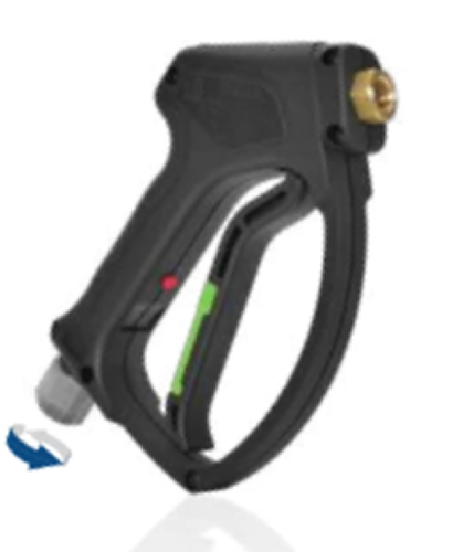 Pistolet avec gachette verte et raccord tournant en Inox